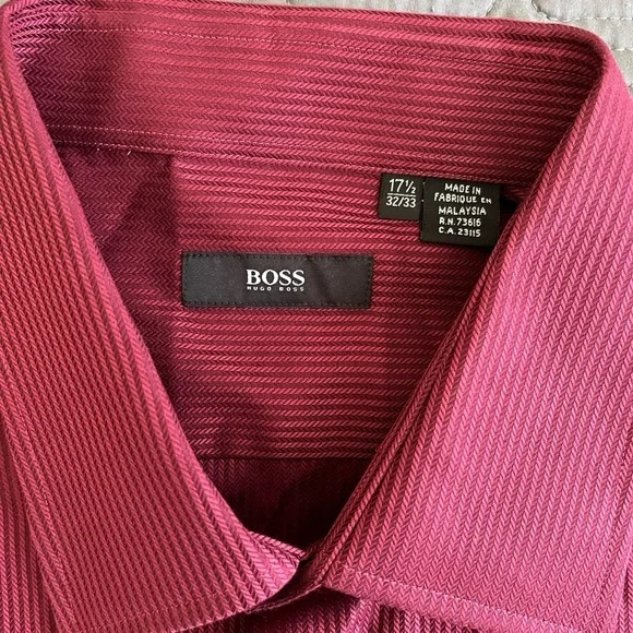 Hugo Boss Men's Burgundy Dress Shirt - Picture 3 of 4